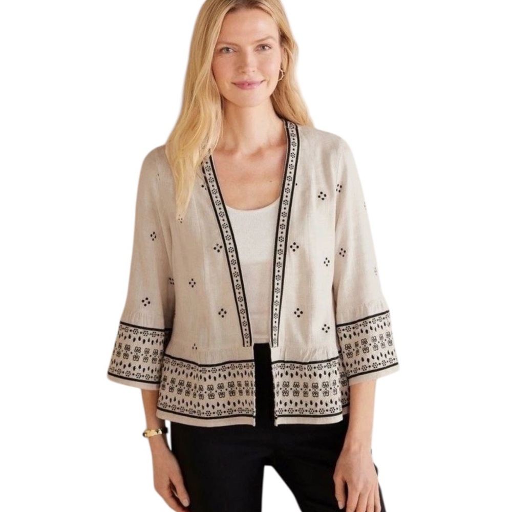 Soft Surroundings Amantea Jacket Cream Knit Cardigan - Neutral Beige Size 2X EUC